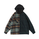 Mens Flannel Jacket Men's Pocket Autumn and Winter Loose Thickened Hooded Jacket