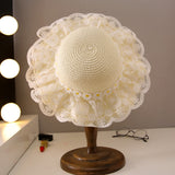Straw Hat Mesh Little Daisy Seaside Beach Hat Princess Hat Children's Straw Hat