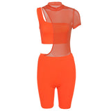 Summer Women's Clothing Sexy Mesh Stitching Tight Jumpsuit Sleeveless Vest Suit for Women