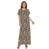 Muslim Women Stylish Kashibo Abaya Muslim Ladies Long Gown Islamic Clothing Jilbab Jalabiya Short Sleeve Round Neck Printed Summer Fashion Long Skirt