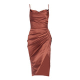 Bella Hadid Dress Sexy Pleated Backless Dress