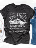 Halloween Costumes Sanderson Witch Pumpkin Print round Neck T-shirt for Women
