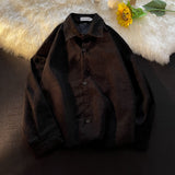 Corduroy Patch Jacket Long Sleeve Corduroy Shirt Loose Casual Jacket