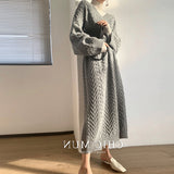 Work Dresses for Girls Autumn and Winter Knitted Dress Women's Loose Sweater Skirt
