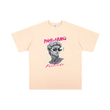 Rock Star T Shirt Washed Printed High Street T-shirt Short Sleeve Loose Cotton
