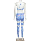 Summer women's sexy hollow-out halter lace-up metal buckle high waist tight sports jumpsuit