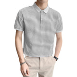Men Polo Shirts Striped Lapel T-shirt