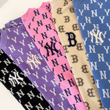 Yankees Men's and Women's Pullover Embroidery Large Logo Sweater Retro Presbyopic Couple round Neck Long Sleeve Casual