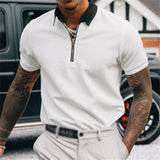 Polo Shirts Solid Color Polo Zipper Men's Polo Shirt T-shirt