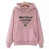 Slogan Graphic Hoodie Blue Printed Coat