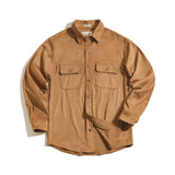 Work Shirts Vintage Pendant Long-Sleeved Shirt Spring and Autumn Khaki Washed Coat for Men