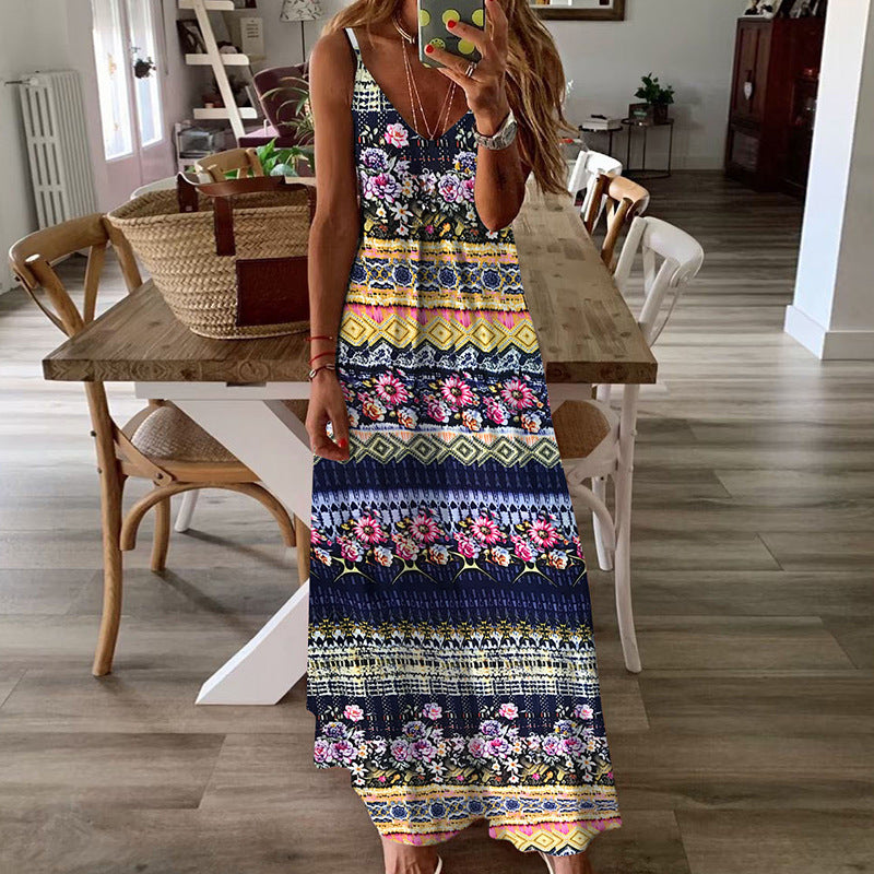 Women Bohemian Dress Strap Dress
