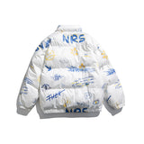 Man Fall Winter Outfis Winter Clothes Letter Printing Stand-up Collar Cotton-Padded Clothes Male Hip Hop Loose Casual Cotton-Padded Jacket