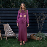 Bella Hadid Dress Sexy Backless Lace up Gown Dress Hollow out Slightly Flared