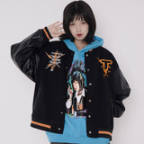 Letterman Jacket Outfit Senior Jackets Varsity Baseball Coat Cat Baseball Uniform Men's Stand Collar Jacket