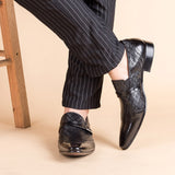 Indo Western Shoes Business Leather Shoes Buckle Square Toe Slip-on Leather Shoes Men