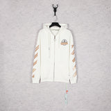 Off White Zipper Hoodie Early Autumn Zip Hooded Sweater for Men and Women