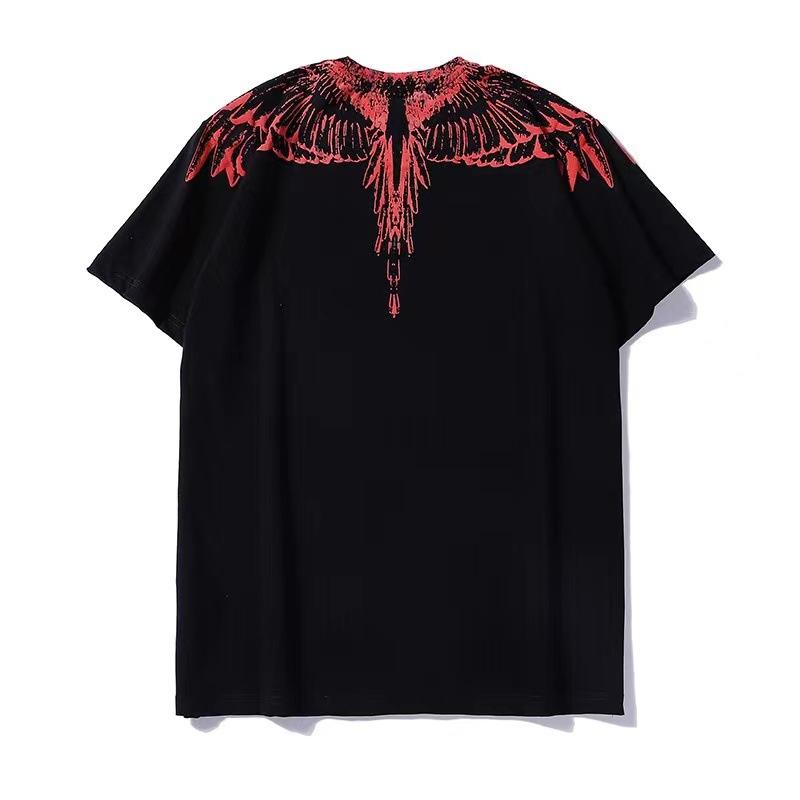 Marcelo Burlon T Shirt Feather Wings Printing Short Sleeve T-shirt Men and Women Couple Loose Harajuku Style Leisure Half Sleeve