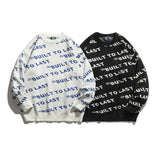Man Fall Winter Outfis Autumn and Winter Letters Full Printed round Neck Sweater Men and Women Neutral Cotton Knitwear