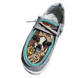 Cow Print Hey Dude Shoes Low Top Women's Shoes Flat Shoes Cartoon Milk Sunflower Pattern