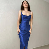 Nina Parker Dresses Sexy Dress Satin Slim Fit Backless Strap Dress