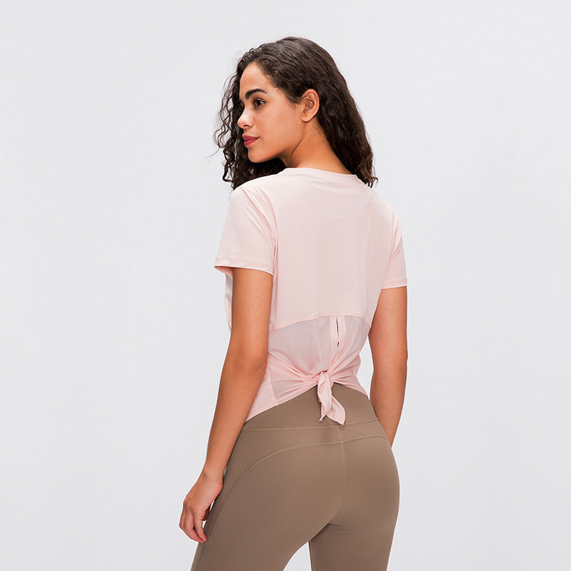 Moisture Wicking Shirts Spring/Summer Yoga Short-Sleeved T-shirt Women's Quick-Drying Breathable and Loose Vest Blouse