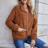 Women Sherpa Jacket Autumn and Winter Double-Sided Velvet Plush Top Women's Fashion Sweater Coat