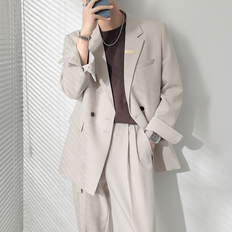 Seersucker Suit Loose-Fitting Casual Suit Suit