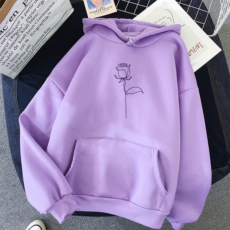 Black Rose Hoodie Sweatshirt Printed L Black Rose Hoodie Hoodie