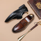Loafers for Men Autumn Men's Leather Shoes Men's Genuine Leather Casual Lace up British Style Peas Shoes