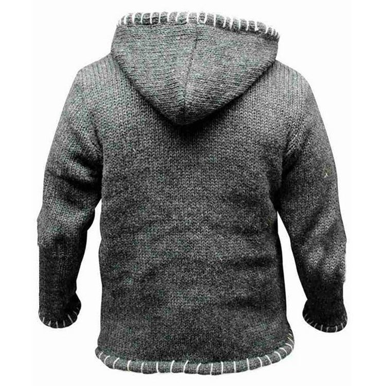 John Dutton Jacket Color Contrast Patchwork Sweater Long Sleeve Hooded Sweater Sweater Coat for Men