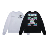 Off White Sweatshirts Long Sleeve round Neck Sweater Autumn and Winter Bear Arrow Pattern Sweater for Men and Women