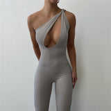 Women's Summer High Waist Tight Sleeveless Casual Sports Jumpsuit
