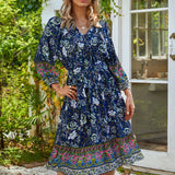Beth Dutton Bohemian Dress Winter Autumn Midi Dresses Cotton Lace Printed Bohemian Dress