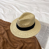 Straw Hat Sun-Proof Straw Hat Women's Summer Beach Sun Hat Jazz Top Hat