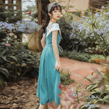Women Cottagecore Dress Summer Suspender Dress