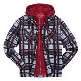 John Dutton Jacket Autumn and Winter Plaid Jacket Long-Sleeved Hooded Fake Two Pieces Cotton Padded Coat Men