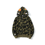 Shark Print Hoodie Autumn and Winter Shark Head Terry Sweater Men's and Women's Casual Camouflage Thin Sweater Baggy Coat