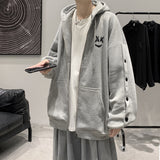 Smiley Face Hoodie Hooded Sweatshirt Loose Cardigan Coat Loose Sportswear