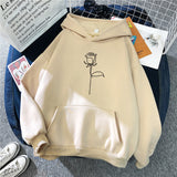 Black Rose Hoodie Autumn and Winter Fleece Sweater Line Rose Coat Hoodie