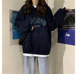 Slogan Graphic Hoodie Oversize Brushed Hoody Female