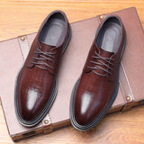 Indo Western Shoes Embossed Crocodile Plaid Men's Shoes Thick-Soled British Leather Shoes Men