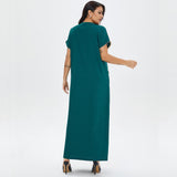 Muslim Women Stylish Kashibo Abaya Muslim Ladies Long Gown Islamic Clothing Jilbab Jalabiya Summer Short Sleeve Maxi Dress
