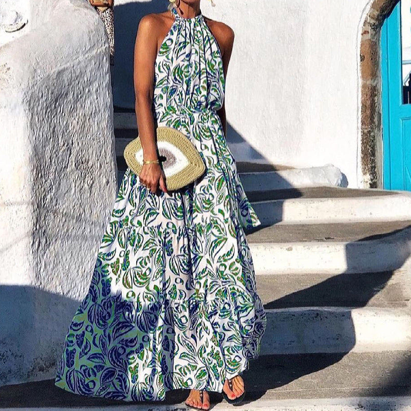 Women Bohemian Dress Women's Spring and Summer Print Loose Dress