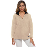 Women Sherpa Jacket Lamb Wool Pullover and Fleece Sweater Women's Autumn and Winter Plush Top