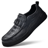 Loafers for Men Crocodile Embossed Casual Leather Shoes Top Layer Cowhide