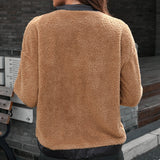 Women Sherpa Jacket Loose Lapel Fur Coat Double-Sided Velvet Zip Jacket