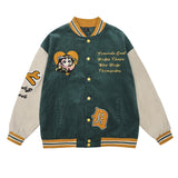 Letterman Jacket Outfit Senior Jackets Varsity Baseball Coat Cartoon Letter Embroidery Corduroy Jacket Men