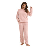 Women Sherpa Jacket Hooded Sweater Set Loose Casual Homewear Double-Sided Plush Two-Piece Set