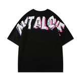 Men's T-shirt Letter Print Summer round Neck Half Sleeve T-shirt Men's Hip Hop Loose Short-Sleeved Shirt Tee